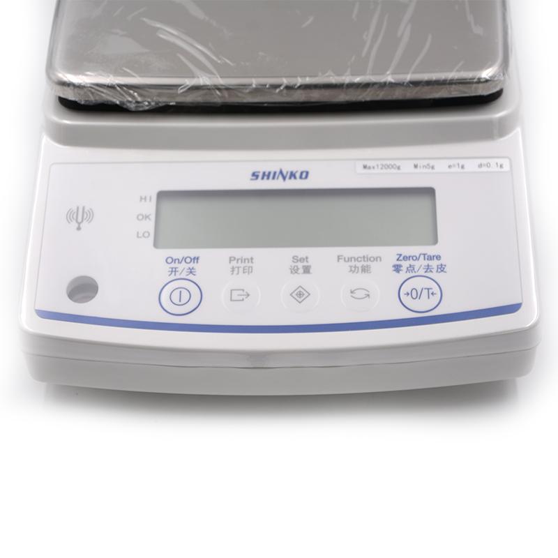 Shinko新光0.1g电子天平AB1202C按键面板细节图