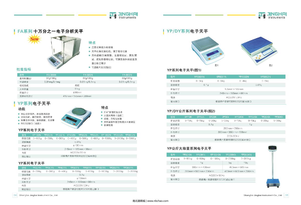 上海菁海yp15kn精密电子天平产品说明书第1页