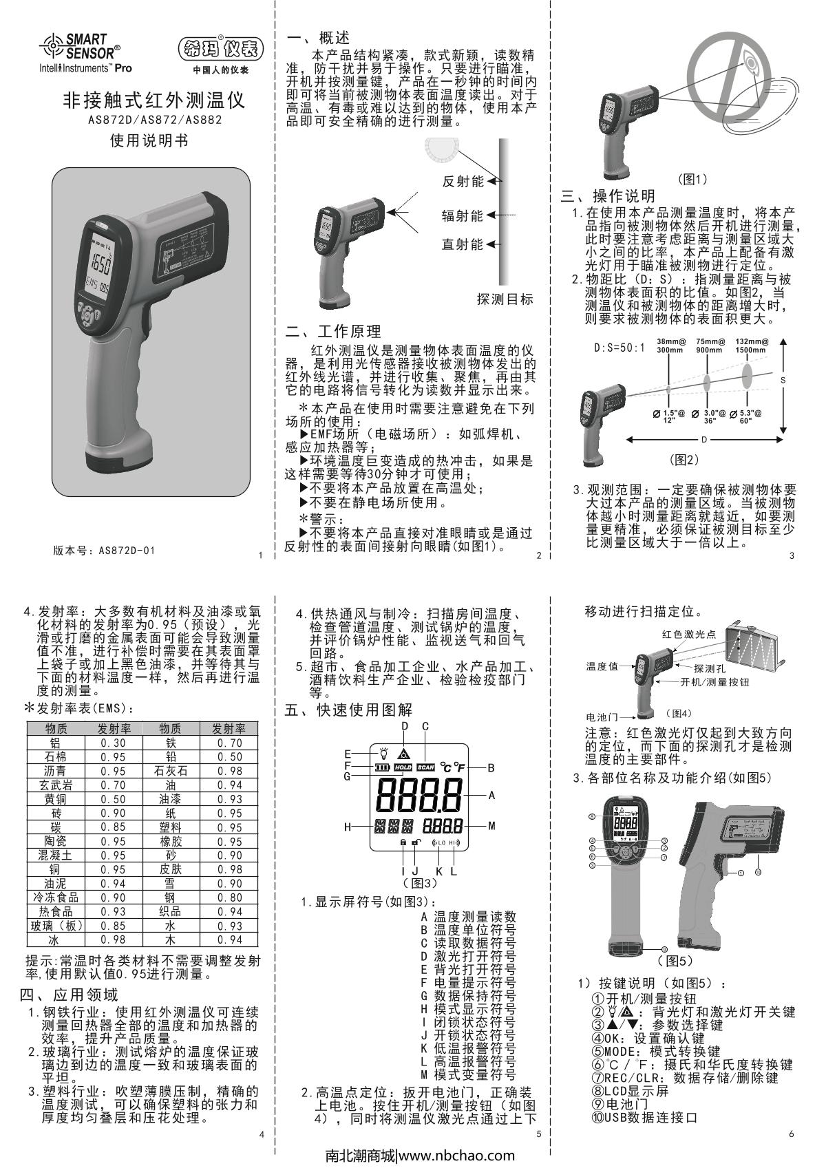 希玛as872d 红外线测温仪操作说明书