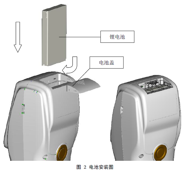 3NH NS800 Spectrophotometer  battery installation diagram