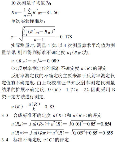 Discuss and analyze the uncertainty assessment of the paint film surface contrast ratio measurement results with Figure 4