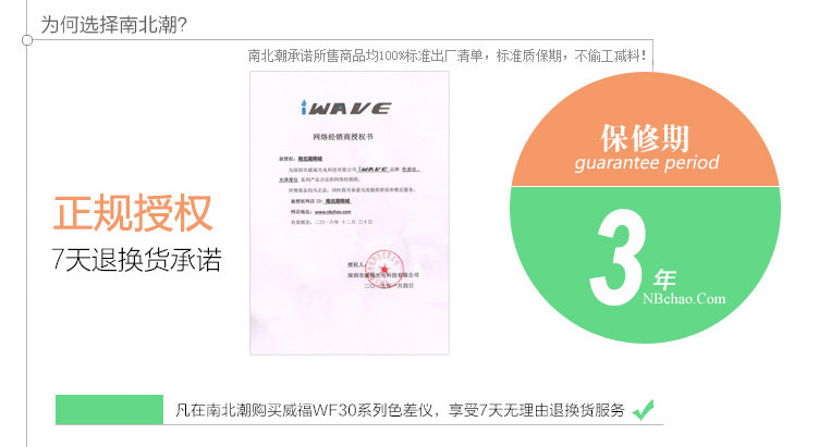 IWave WF30-8mm Colorimeter after-sales service and warranty period and authorization certificate