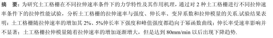 Discussion and analysis of geogrid tensile performance test at different rates with Figure 1