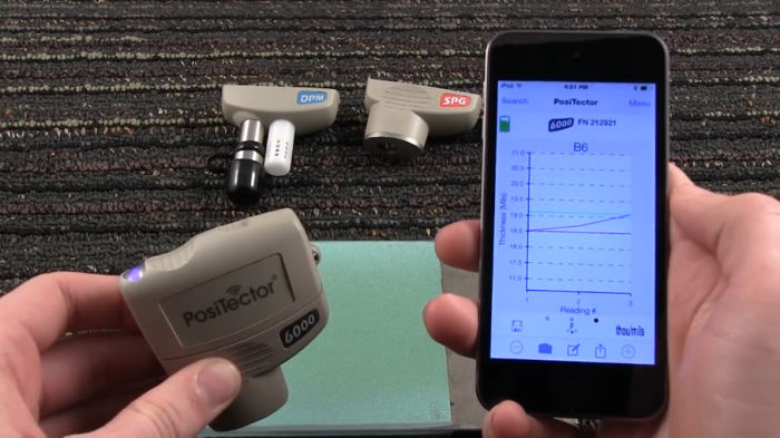 Positector SmartLink wireless connector measurement cell phone graph
