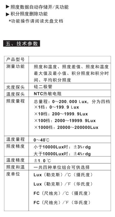 标智GM1020数字式照度计技术参数