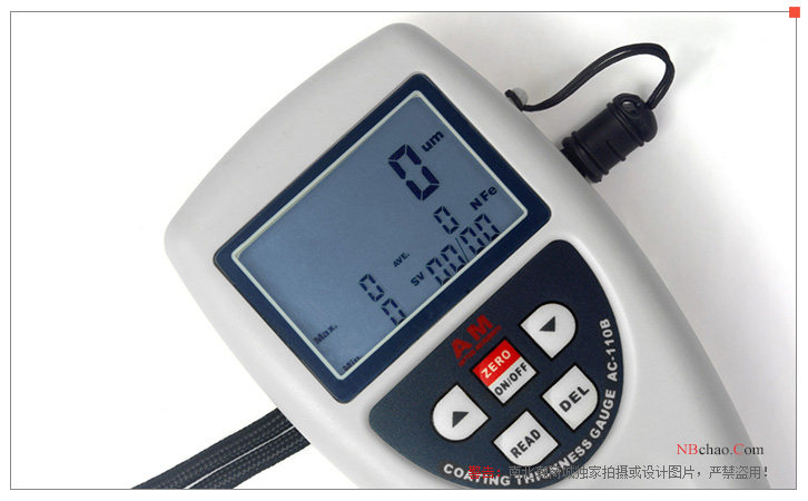 Detail of the operation panel of the AC-110B Statistical Coating Thickness Gauge