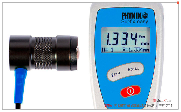 Detail of the operation panel of the German PHYNIX Surfix easy E F statistical film thickness meter