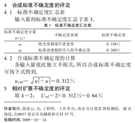《濾光光電比色計吸光度測量結果的不確定度評定》第4頁
