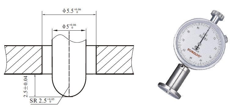 LX-AO Microporous Material Hardness Tester Probe Dimensions and Appearance