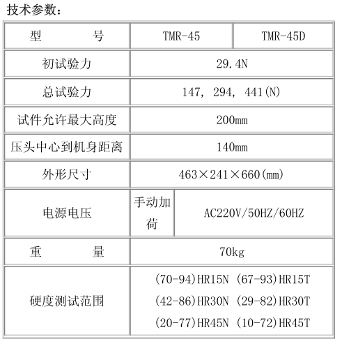Beijing Infrared Times TMR-45 Manual Surface Rockwell Hardness Tester Instructions with Figure 1