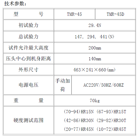 Instructions for use of Beijing Infrared Times TMR-45D Electric Surface Rockwell Hardness Tester with Figure 1