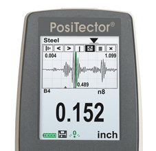 Presentation of the AB scan of the Defelsko Positector UTG M3 ultrasonic wall Thickness Gauge