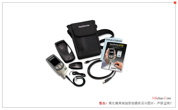 Accessories drawing of the Defelsko Positector UTG M3 Ultrasonic Wall Thickness Gauge