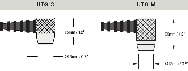 The difference between the probes of Defelsko Positector ultrasonic wall Thickness Gauge UTG C and UTG M is shown in Figure 3