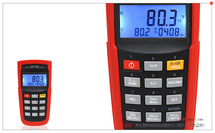 Detail of TASI-604A Thermocouple Thermometer appearance and operation panel