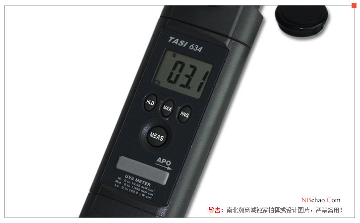 Detail of TASI-634 ultraviolet radiometer display and button panel