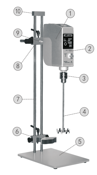 Structural drawing of Anny AM400W-H laboratory electric mixer