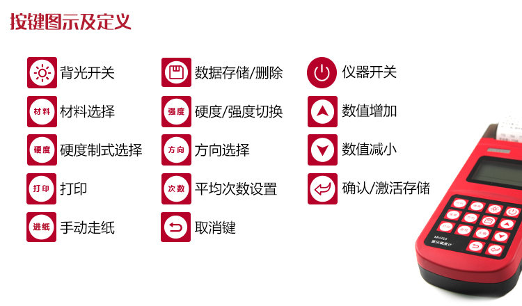 Mattel Instruments MH310 High Precision Portable Leeb Hardness Tester Button Diagram