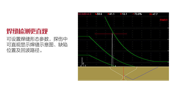 Mattel Instruments MUT550B digital ultrasonic flaw Detector weld inspection curves