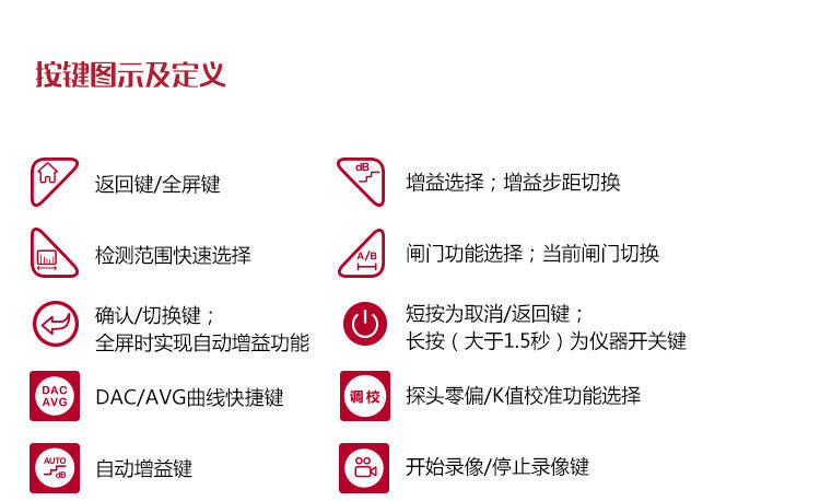 Mattel Instruments MUT550B Digital Ultrasonic Flaw Detector Button Diagram 1