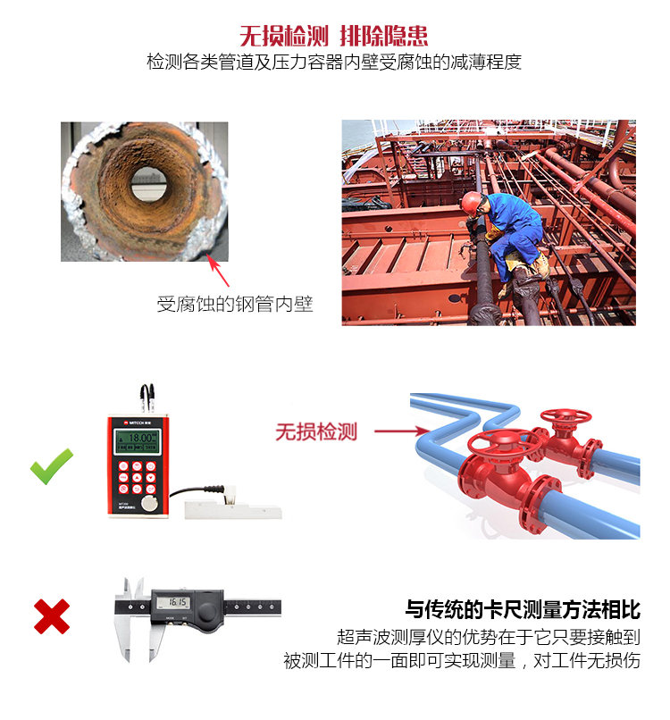Mattel MT200 high-precision ultrasonic Thickness Gauge inspection advantages