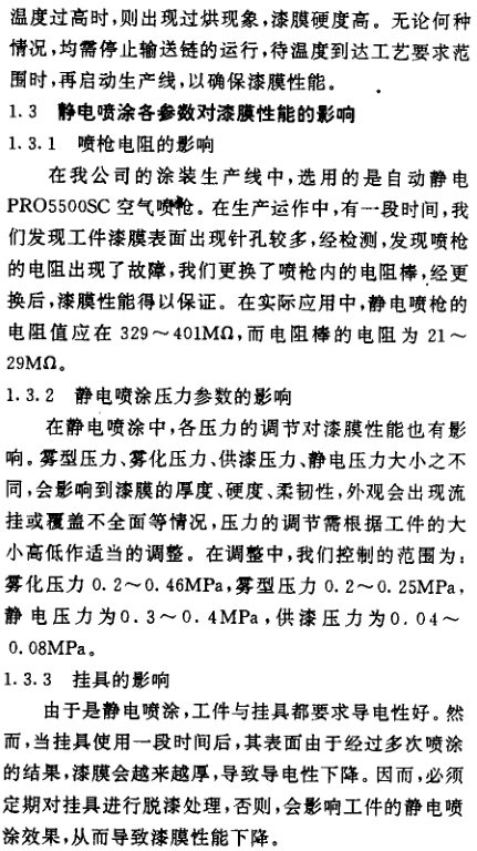 Analysis of Factors Affecting Paint Film Performance of Electrostatic Coating Line with Figure 2