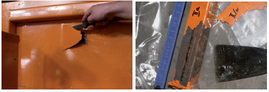 Analysis of coating defects caused by oil pollution on the metal surface with Figure 1