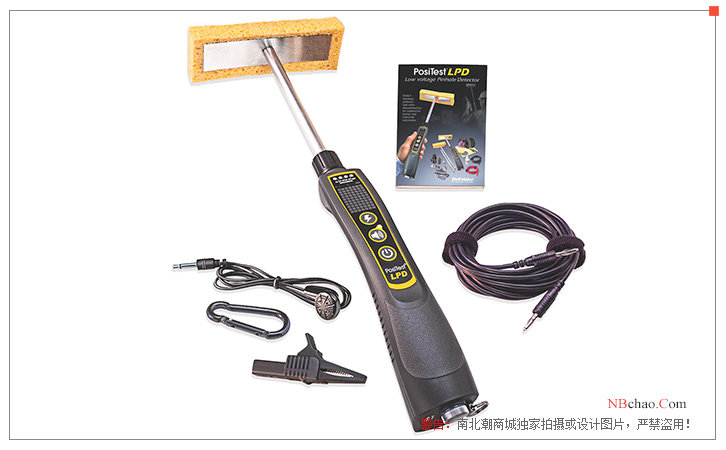 Accessories diagram of the Defelsko PosiTest LPD B Wet Sponge Pinhole Tester