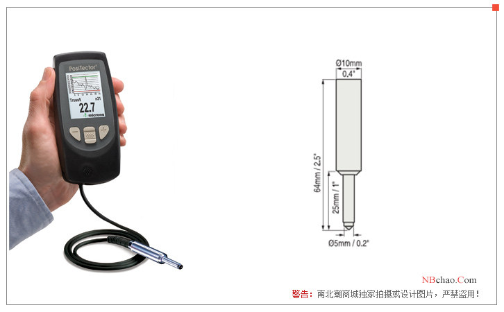 Defelsko PRBN0S-D Thickness Gauge probe display diagram in the United States