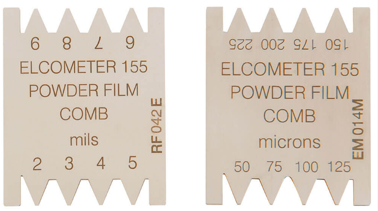 Elcometer 155 Uncured Powder Coated Wet Film Comb QCB15513573-10 Illustration of the UK