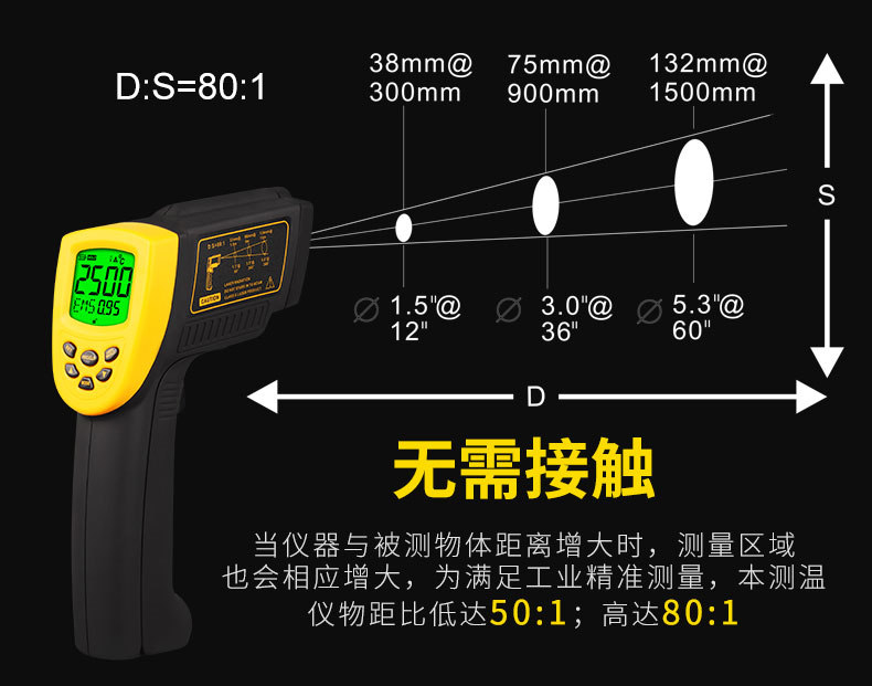 Sima AR892+ Infrared Thermometer Object Distance Ratio