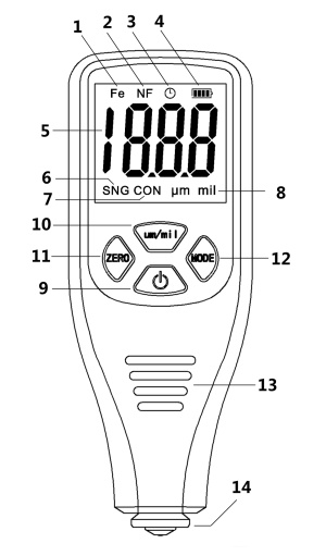 TC-200, front view of coating Thickness Gauge product structure