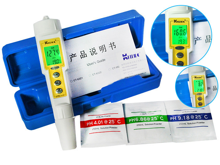 Kodida CT-6321 PH Meter/Conductivity Meter Package Drawing