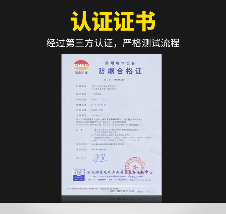 CEMA AS8900 four-in-one Gas Detector (diffusion + pump suction) certificate