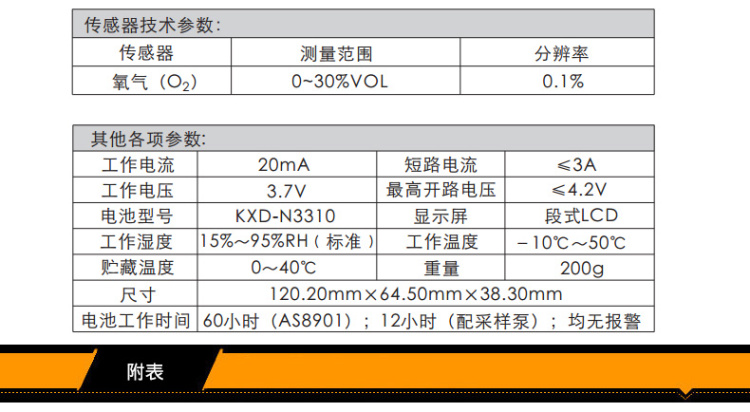 C-MER AS8901 Oxygen Detector (Diffusion + Suction Type) Product Parameters
