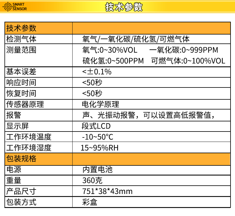 C-MER AS8904 Carbon Dioxide Detector (Diffusion + Suction Type) Product Specifications