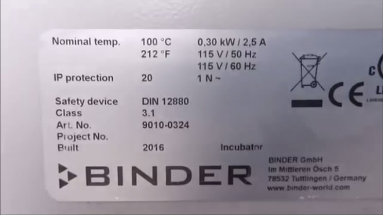 Binder BD56 natural convection microbial Incubator Appreciation picture 4