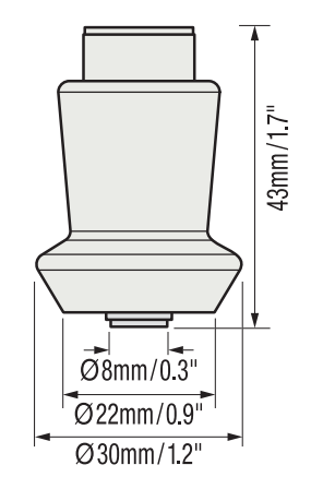 Dimension drawing of the ultrasonic coating Thickness Gauge probe from Defelsko PRB200C, USA