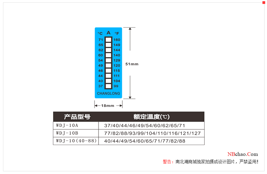 Changlong WDJ-10B thermometer type temperature measuring paper