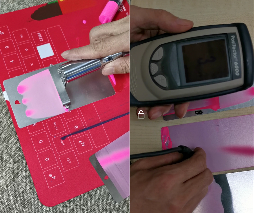 The film thickness measurement of acrylic paint after the OSP wire rod is used to make the film with Figure 1