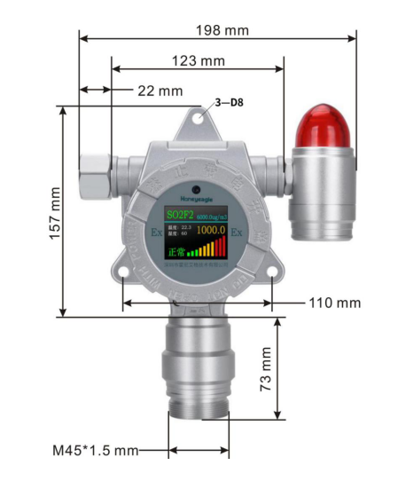 Honey Egger HNAG1000-H2S(0-1000PPM) Hydrogen Sulfide Detector Details Figure 1