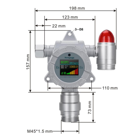 Honey Egger HNAG1000-HCL(0-50PPM) Hydrogen Chloride Detector Details Figure 1