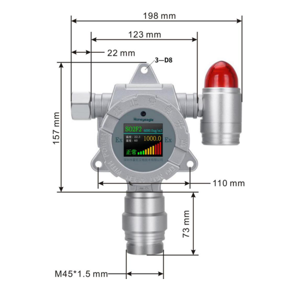 Honey Egger HNAG1000-HF(0-5PPM) Hydrogen Fluoride Detector Details Figure 1