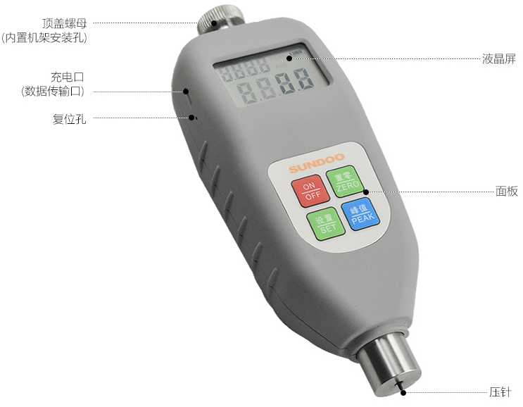 Structural Diagram of SUNDOO Instruments LD-A Digital Display Shore Hardness Tester