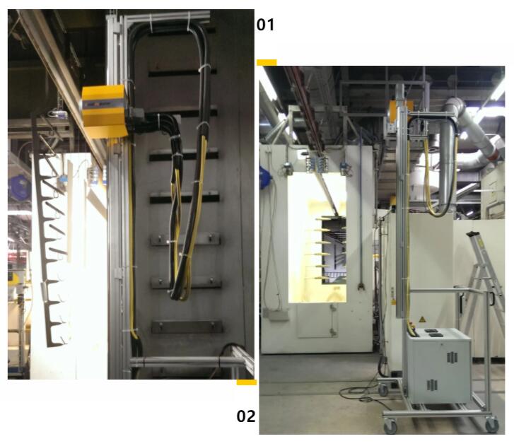 Picture 12 of the new solution for non-contact film thickness measurement before the product enters the oven