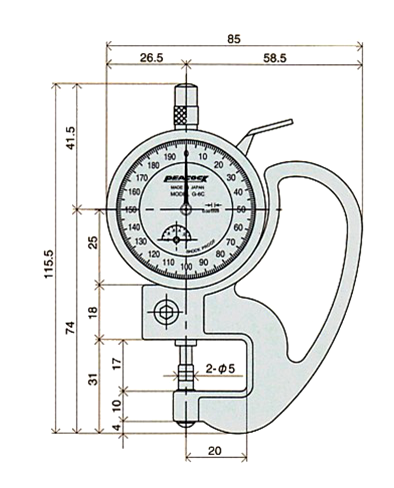 Peacock G-6C Pin Disc Thickness Gauge Detail Figure 1