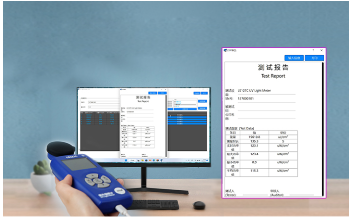 Details of the LS127C all-in-one ultraviolet irradiatIon Meter in the forest show 8