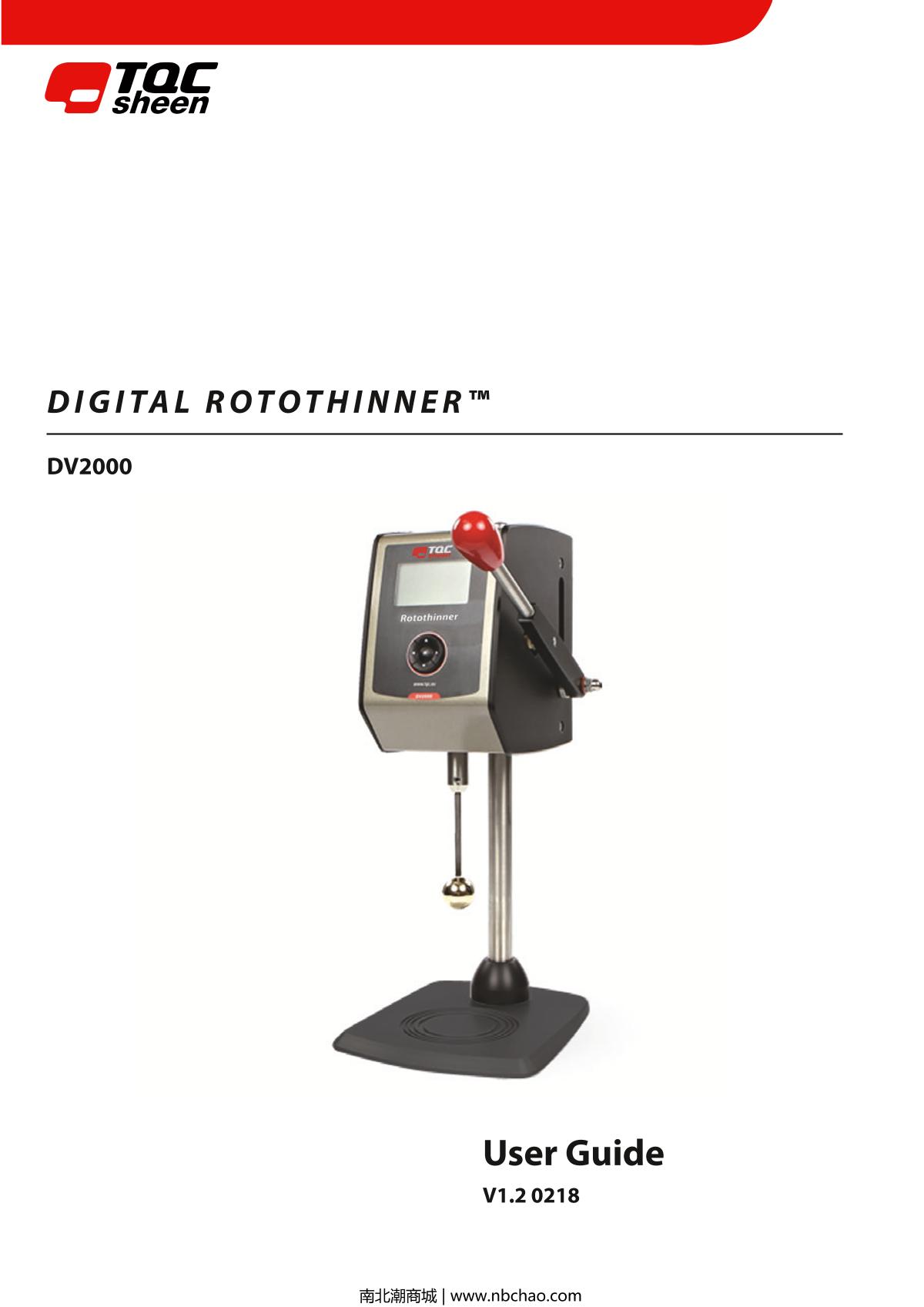 TQC sheen DV2000 Rotational viscometerManual page 1