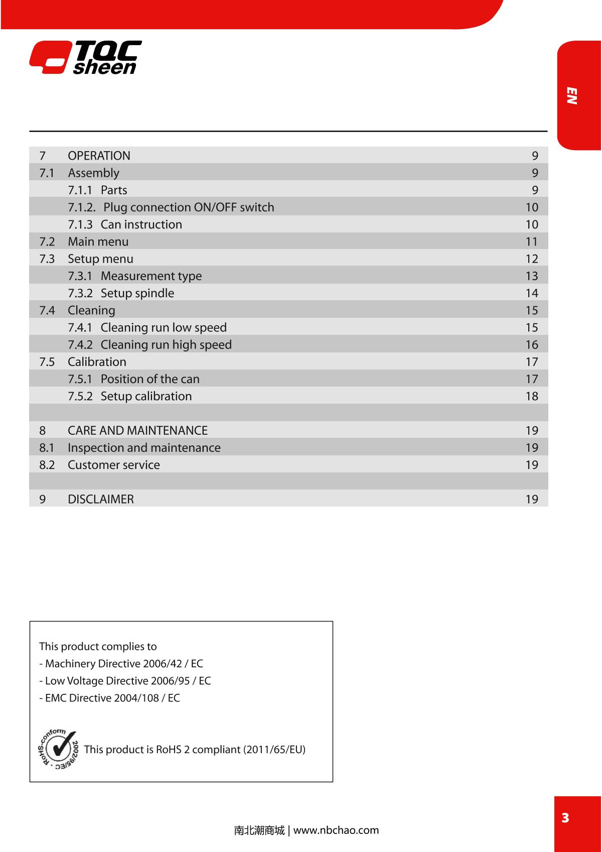 TQC sheen DV2000 Rotational viscometerManual page 3