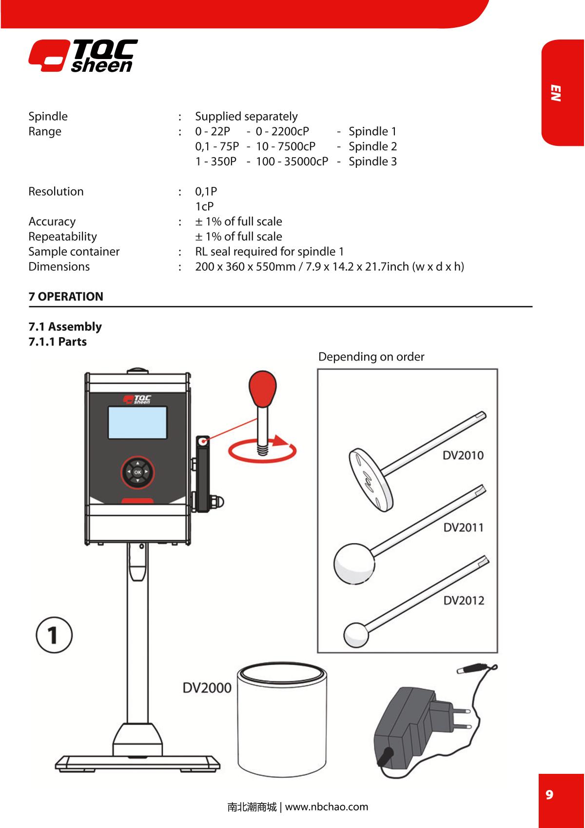 TQC sheen DV2000 Rotational viscometerManual page 9